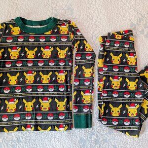 Hanna Andersson Pokemon Pikachu Christmas Fair Isle pajamas Size 8